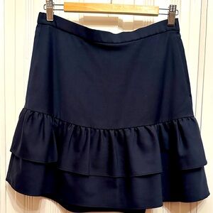 JCrew Polished Ruffled Lined Navy Wool Skirt